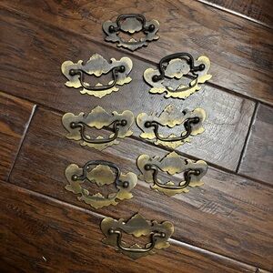 Antique Brass Drawer Pulls - Set of 8 Ornate Bail Handles